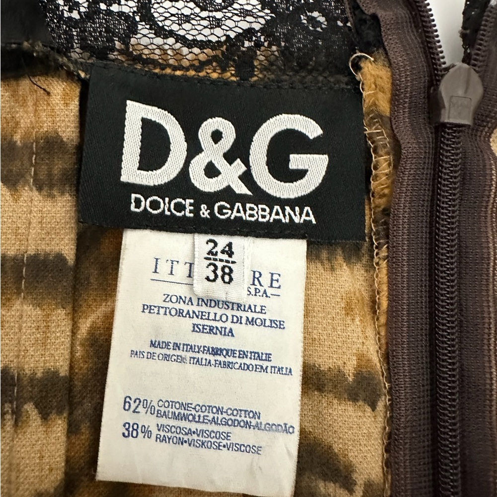 D&G Dolce & Gabbana Tiger Faux Fur Slip Dress Lace Vintage Y2K 38 (IT) / 2 (US) - Picture 4 of 11